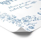 ほこりっぽいブルーヴィンテージフローラベビーシャワーおむつ ポスター (角)