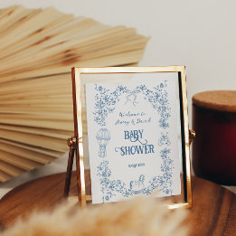 ほこりっぽいブルーヴィンテージフローラベビーシャワーへようこそ ポスター