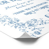 ほこりっぽいブルーヴィンテージフローラ赤ちゃんシャワー本 ポスター (角)