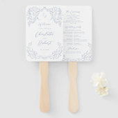 ほこりっぽいブルーヴィンテージフローリッシュモノグラムプログラム ハンドファン (正面&裏面)