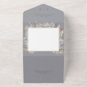 ほこりっぽいブルーヴィンテージロマンチックなワイルドフラワーディナー オールインワン招待状 (外側)