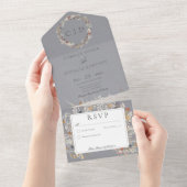 ほこりっぽいブルーヴィンテージロマンチックなワイルドフラワーnoディナー オールインワン招待状 (貼ってはがせる)