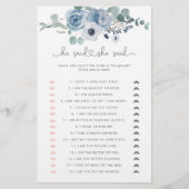 ほこりっぽいブルー彼は彼女はブライダルシャワーゲームと言った (正面)