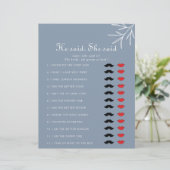 ほこりっぽいブルー彼は彼女はブライダルシャワーゲームと言った (スタンド正面)