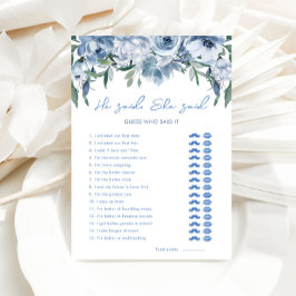 ほこりっぽいブルー彼は彼女はブライダルシャワーゲームと言った