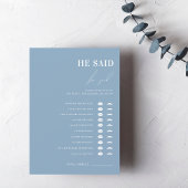 ほこりっぽいブルー彼は彼女はブライダルシャワーゲームと言った 招待状