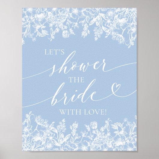 ほこりっぽいブルー愛のサインで花嫁をシャワー ポスター (正面)