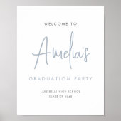 ほこりっぽいブルー手書き卒業パーティーへようこそ ポスター (正面)