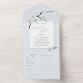 ほこりっぽいブルー春フローラブライダルシャワーとレシピ オールインワン招待状 (内側)