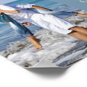 ほこりっぽいブルー沿岸カップルの結婚写真の歓迎 ポスター (角)