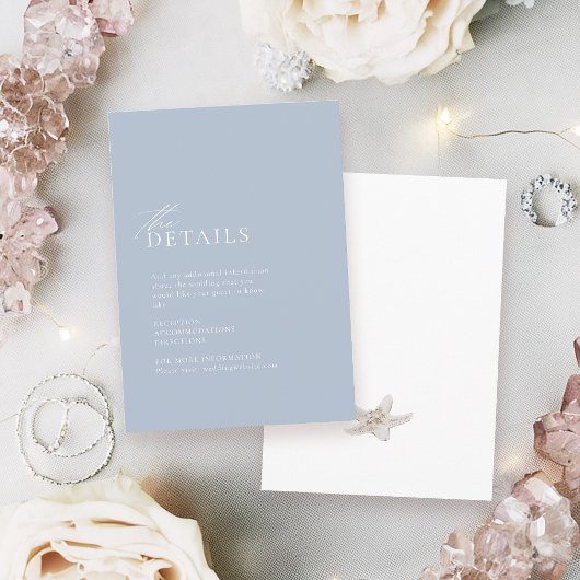 ほこりっぽいブルー海をテーマにしたビーチ結婚式詳細 エンクロージャーカード