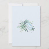 ほこりっぽいブルー牡丹の多肉類ブライダルシャワー 招待状 (裏面)