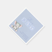 ほこりっぽいブルー男の子ゾウの台本ベビーシャワー スタンダードカクテルナプキン (角)