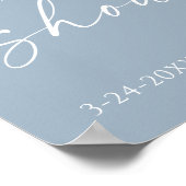 ほこりっぽいブルー白フローラブライダルシャワー歓迎 ポスター (角)