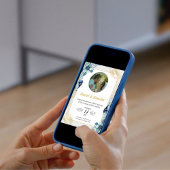 ほこりっぽいブルー素朴フローラ結婚式の写真との招待 招待状