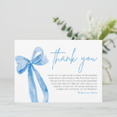 ほこりっぽいブルー結び目のサンキューカード 招待状 (スタンド正面)