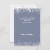 ほこりっぽいブルー結婚シルバーの写真サンキューカード 招待状 (裏面)
