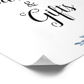 ほこりっぽいブルー結婚フローラのカードとギフトサイン ポスター (角)