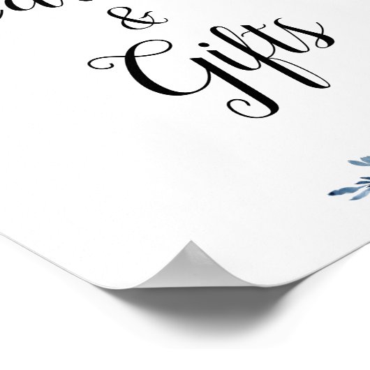 ほこりっぽいブルー結婚フローラのカードとギフトサイン ポスター (角)