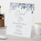 ほこりっぽいブルー結婚フローラのデザートバー標識 台座サイン (インサイチュ)