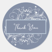 ほこりっぽいブルー結婚フローリッシュのステッカー ラウンドシール (正面)