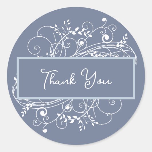 ほこりっぽいブルー結婚フローリッシュのステッカー ラウンドシール (正面)