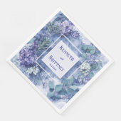 ほこりっぽいブルー結婚ボタニカルのナプキンと緑 (コーナー)