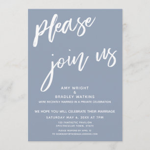 ほこりっぽいブルー結婚式の披露宴の後に私たちに参加 招待状