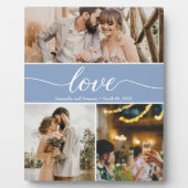 ほこりっぽいブルー結婚感謝写真コラージュ フォトプラーク (正面)