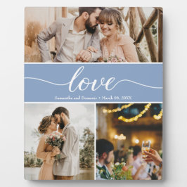 ほこりっぽいブルー結婚感謝写真コラージュ フォトプラーク