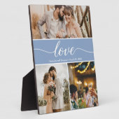 ほこりっぽいブルー結婚感謝写真コラージュ フォトプラーク (側面)