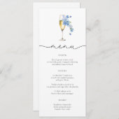 ほこりっぽいブルー花びら&プロセッコワイルドフラワーメニューカード メニュー (正面/裏面)