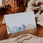 ほこりっぽいブルー花模様ビュッフェ食品ラベルカード プレイスカード