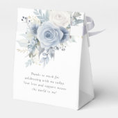 ほこりっぽいブルー花模様ベビーイン開花ベビーシャワー フェイバーボックス (裏面サイド)