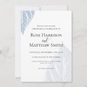 ほこりっぽいブルー葉結婚式招待状 招待状 (正面)