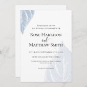 ほこりっぽいブルー葉結婚式招待状 招待状 (正面/裏面)