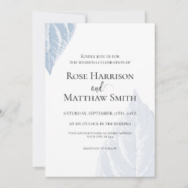 ほこりっぽいブルー葉結婚式招待状 招待状