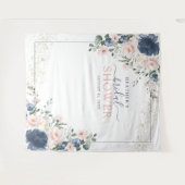 ほこりっぽいブルー赤面ピンクフローラシャワーフォトブース タペストリー (正面(横))