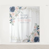 ほこりっぽいブルー赤面ピンクフローラシャワーフォトブース タペストリー (正面)