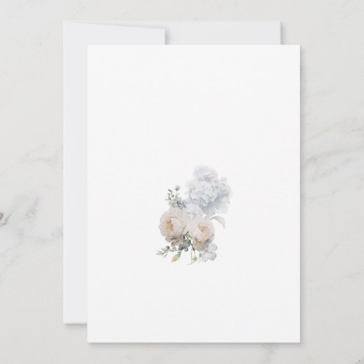 ほこりっぽいブルー赤面ピンクフローラフォトカップルのシャワー 招待状 (裏面)