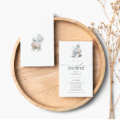 ほこりっぽいブルー赤面ピンクフローラフォトカップルのシャワー 招待状