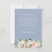 ほこりっぽいブルー赤面ピンクフローラ卒業写真 サンキューカード (裏面)