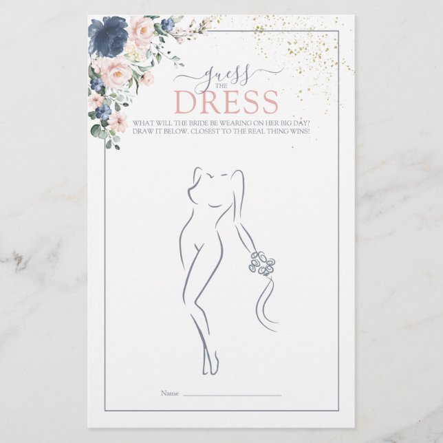 ほこりっぽいブルー赤面ピンク金ゴールドはドレスゲームを推測 (正面)