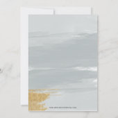 ほこりっぽいブルー金ゴールド書道ブライダルシャワー 招待状 (裏面)