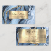 ほこりっぽいブルー金ゴールド瑪瑙名刺 名刺 (正面/裏面)