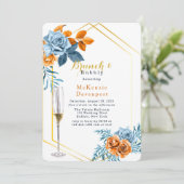 ほこりっぽいブルー&さびた牡丹フローラブランチとバブリー 招待状 (スタンド正面)