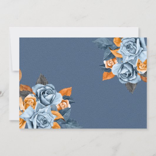 ほこりっぽいブルー&さびた牡丹フローラ結婚式RSVPカード 招待状 (裏面)