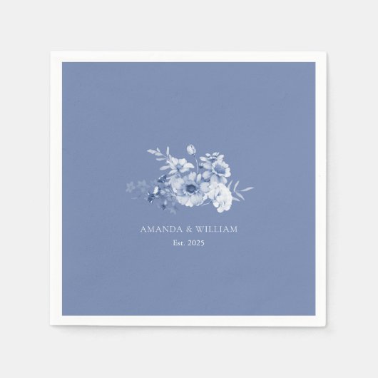 ほこりっぽいブルー「エスト。2025インチ結婚のナプキン スタンダードカクテルナプキン (正面)