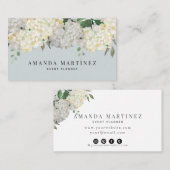 ほこりっぽいブルー&ホワイトアジサイのソーシャルメディア 名刺 (正面/裏面)