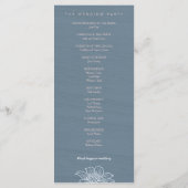 ほこりっぽいブルー&赤面花結婚式 プログラム – 濃 (裏面)